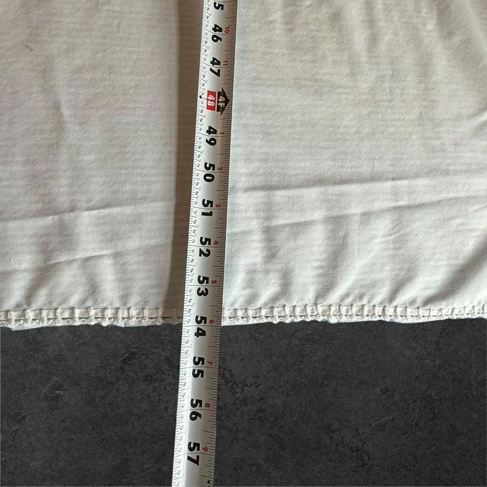 Vintage‎ White/Cream Crochet Panel Tablecloth Lace Edge Cottage Farmhouse 54x80
